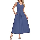 MOLERANI Women Summer Maxi Dress 2026 Casual Sleeveless Vacation Dresses V Neck Elegant Flowy Sundress with Pockets