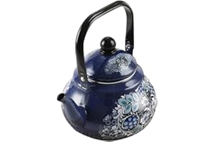 PENIKOKO Vintage Enamel Tea Kettle for Camping and Stovetop Use Large-Capacity Water Pot with Retro Design