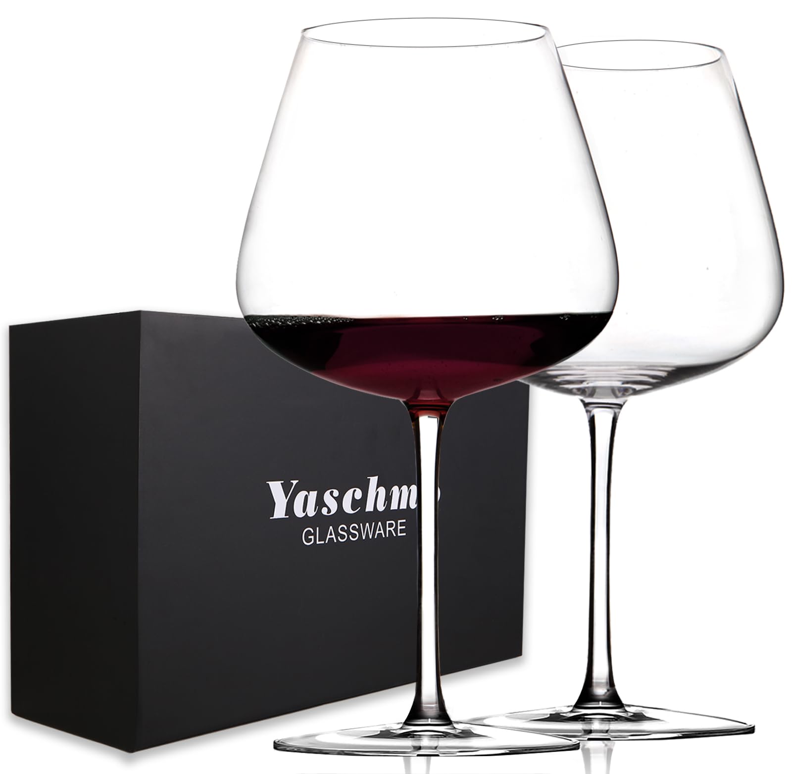 Yaschmo Super Large 30OZ Wine Glasses-Hand Blown Crystal Giant Wine Glasses, Big Burgundy Glasses Oversized, Red White Wine,Luxury, Elegant, Ideal