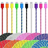 USB C Cable [10 PACK] 6FT, FANCER Bundle of 10 Type C Nylon Braided Colors Colorful Data Charging Charger Cord Cable for Samsung Galaxy S8, Google Pixel, LG G6, Nexus 6P, Nintendo Switch, Macbook