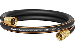 Giraffe Tools Leader Hose 6ft x 5/8", Short Water Hose for Hose Reel Connecting, Lightweight, Flexible with Female Female Fittings