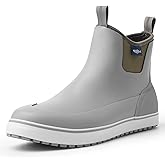 Riverruns Men's Deck Boots 6-Inch Rain Boots Anti-Slip Waterproof Rubber Fishing Garden Ankle Work Booties Shoes (Gray, US 11)