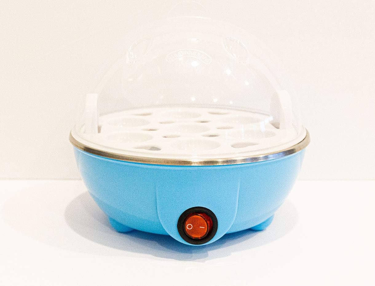 Rapid Egg Cooker: 6 Egg Capacity Electric Egg Cooker for Hard Boiled Eggs, Poached Eggs, Scrambled Eggs, or Omelets with Auto Shut Off Feature (Blue)