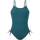 URMAGIC Girls One Piece Swimsuits Ribbed Bathing Suit Spaghetti Strap Swimming Girls' Swimwear Adjustable Swim Suit