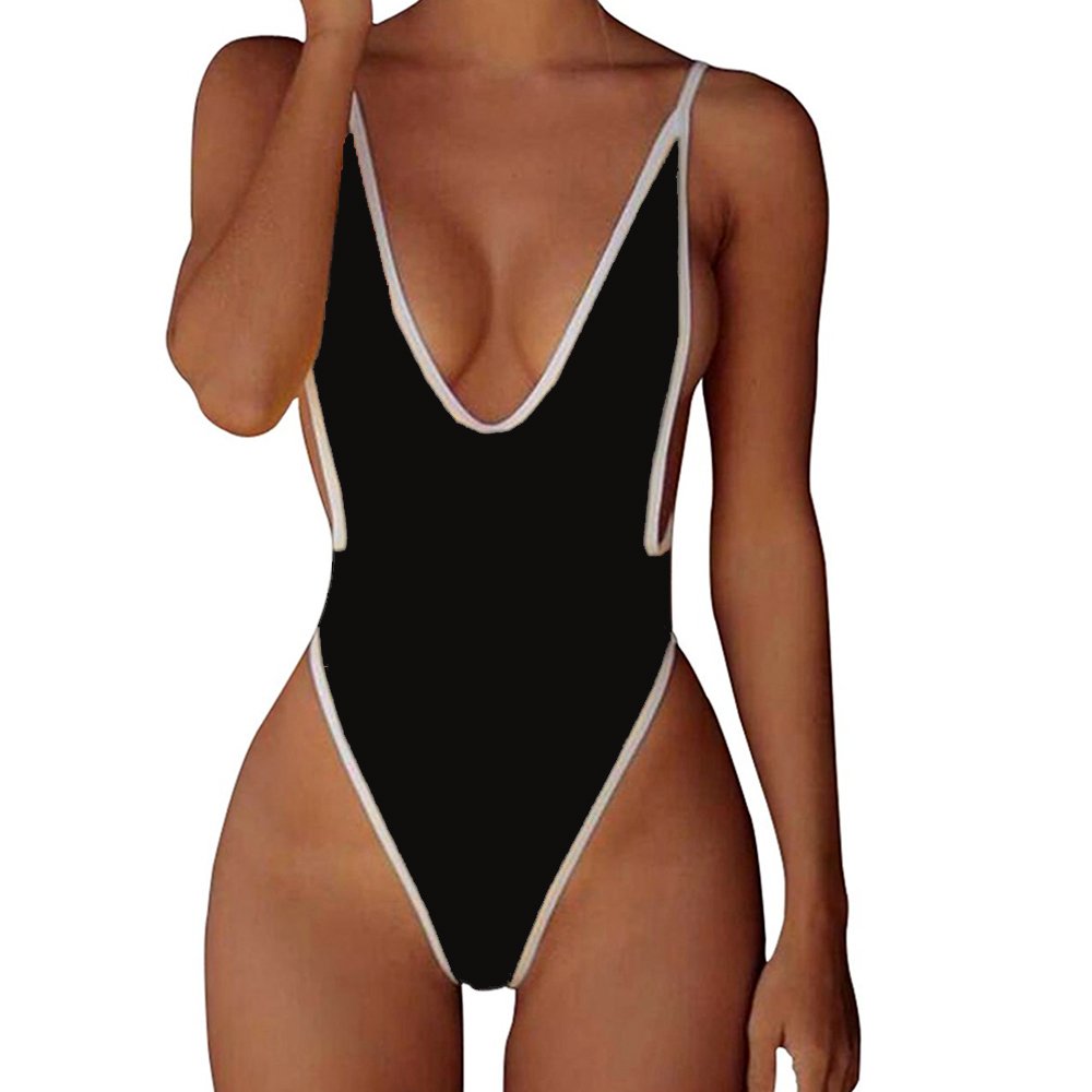 CROSS1946 Sexy Womens Monokini Deep V One Piece Backless Cheeky