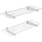 TORACK 2 Pack Garage Storage Wall Shelves, 15" x 45" Wall Mounted Wire Shelves for Garage Heavy Duty Wall Shelving(Pack of 2, White)