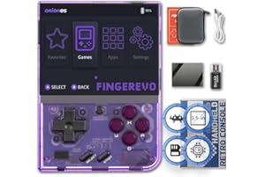 FINGEREVO Miyoo Mini Plus OnionOS Handheld Game Console 3.5-inch 640*480 Screen 3000mAh Miyoo-mini+ with Portable Case Transparent Purple
