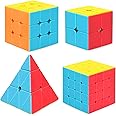 STEAM Life Speed Cube Set 4 Pack Magic Cube | Includes Speed Cubes 3x3, 2x2, 4x4, Pyramid Cube, Smoothly Puzzle Cube Bundle Magic Cubes Collection for Kids & Adults