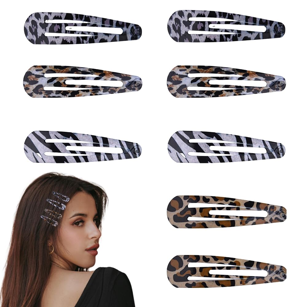 Leopard Print Hair Clips for Women Girls Y2k Hair Slides for Women Halloween Hair Accessories for Girls Animal Hair Clip for Adults Cow Print Hair Clips for Styling Leopard Bobby Pins for Women 8Pcs