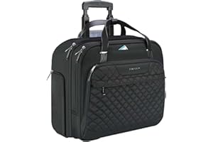 EMPSIGN Rolling Laptop Bag Women with Wheels, Rolling Briefcase for Women Fits Up to 15.6 Inch Laptop Briefcase on Wheels, Wa