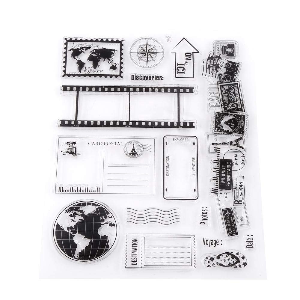 Silicon Stamps, Akozon Clear Stamp Scrapbook Photo Cards Postcards 14x18cm Rubber Seal Silicone Stamps