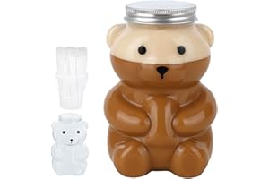 Teddy Bear Cup with Lid and Straw, New Teddy Bear Cup with Lid, 10/20Pcs Bears Cups, Kawaii Bears Shaped Cups, Suitable for J