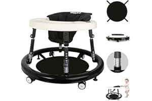 BOYKO Baby Walker, Shockproof 10-Gear Height Adjustable Baby Walker with Wheels,Infant Toddler Walker with Foot Pads, Anti-Fall Baby Walker Activity Center Bouncer Combo for Boys Girls Babies 6-18 Months