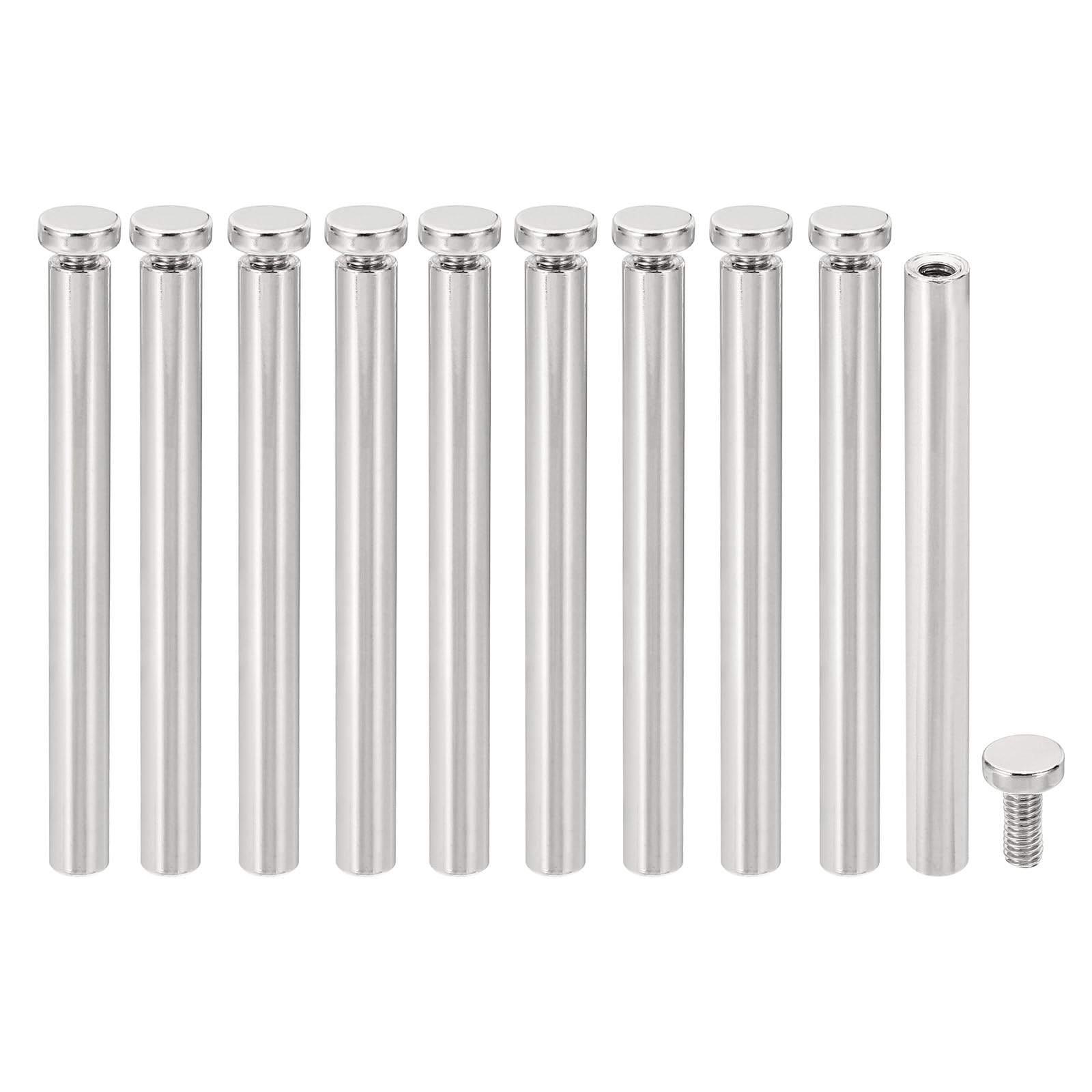 PATIKIL 1/4 x 2.52 inch Sign Standoff Screws, 20 Pcs Stainless Steel Wall Standoff Mounting Hardware Advertising Glass Nail for Hanging Acrylic Picture Frame Acrylic Panel, Silver