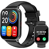 RUIMEN Smart Watches for Men Women (Answer/Make Calls, 2 Bands Included), 1.8" Smartwatch for iOS/Android Phones, Fitness Tracker Heart Rate/Sleep Monitor Digital Watch Waterproof Black