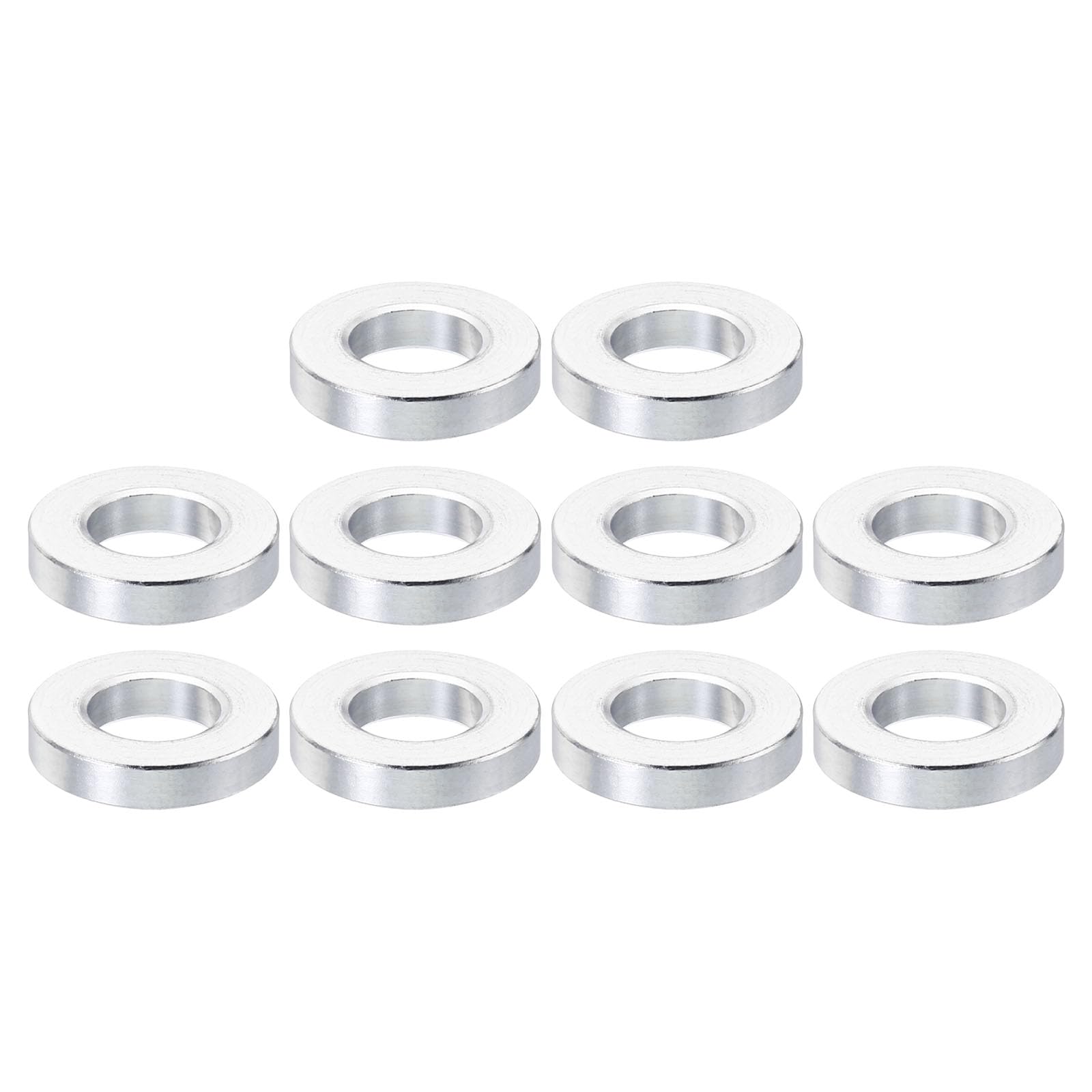 PATIKIL M10 Aluminum Spacers, 10 Pcs Metal Spacer Aluminum 10.5mm ID x 20mm OD x 4mm L Aluminum Spacer Screw Standoff Round for 3/8" M10 Screw Bolts