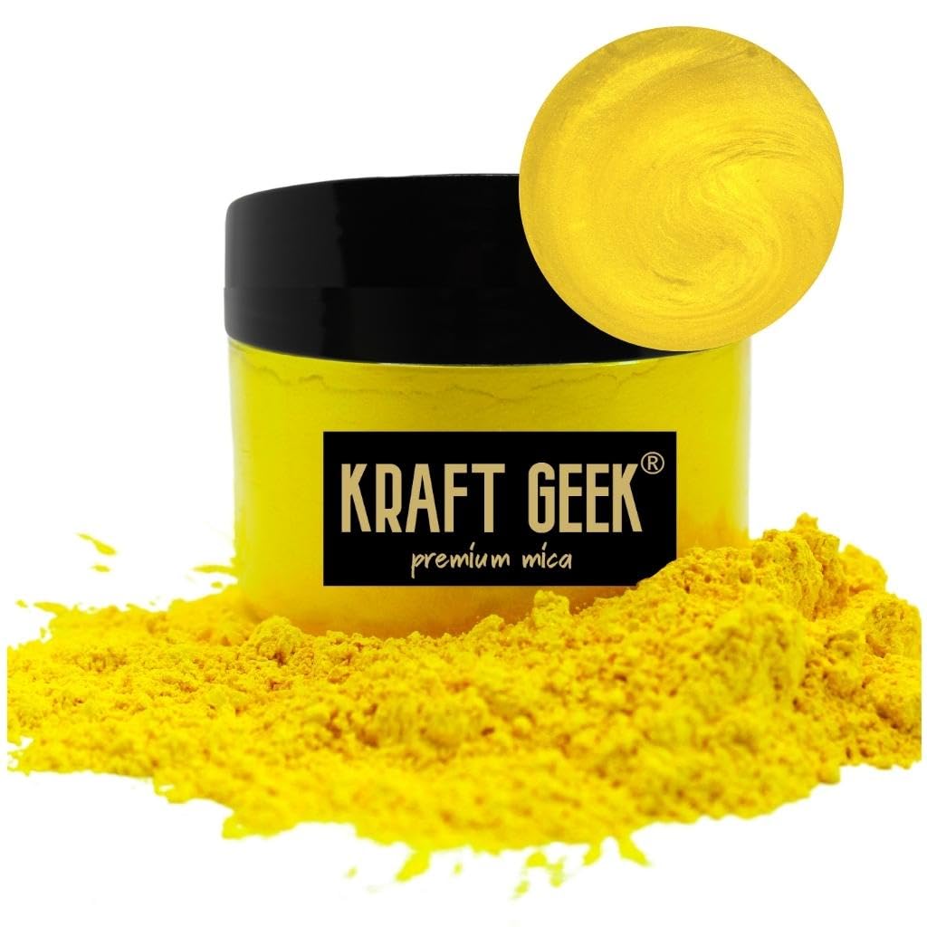 Premium Celestial Yellow Mica Powder 50g. Powder Dye for Epoxy Resin Pigment Natural Soap Colouring, Candle, Slime, Bath Bombs, Makeup, Nail, Fabric, Fabric dye, Wax Melts etc.