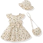 Renotemy Infant Baby Girl Dresses Toddler Girl Clothes Summer Outfits Casual Cotton Linen Sundress Gifts for Girls 3Months-3T