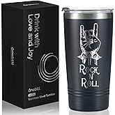 Onebttl Rock n Roll Music Gifts for Music Lovers, 20oz Stainless Steel Insulated Travel Mug, Gift for Rocker