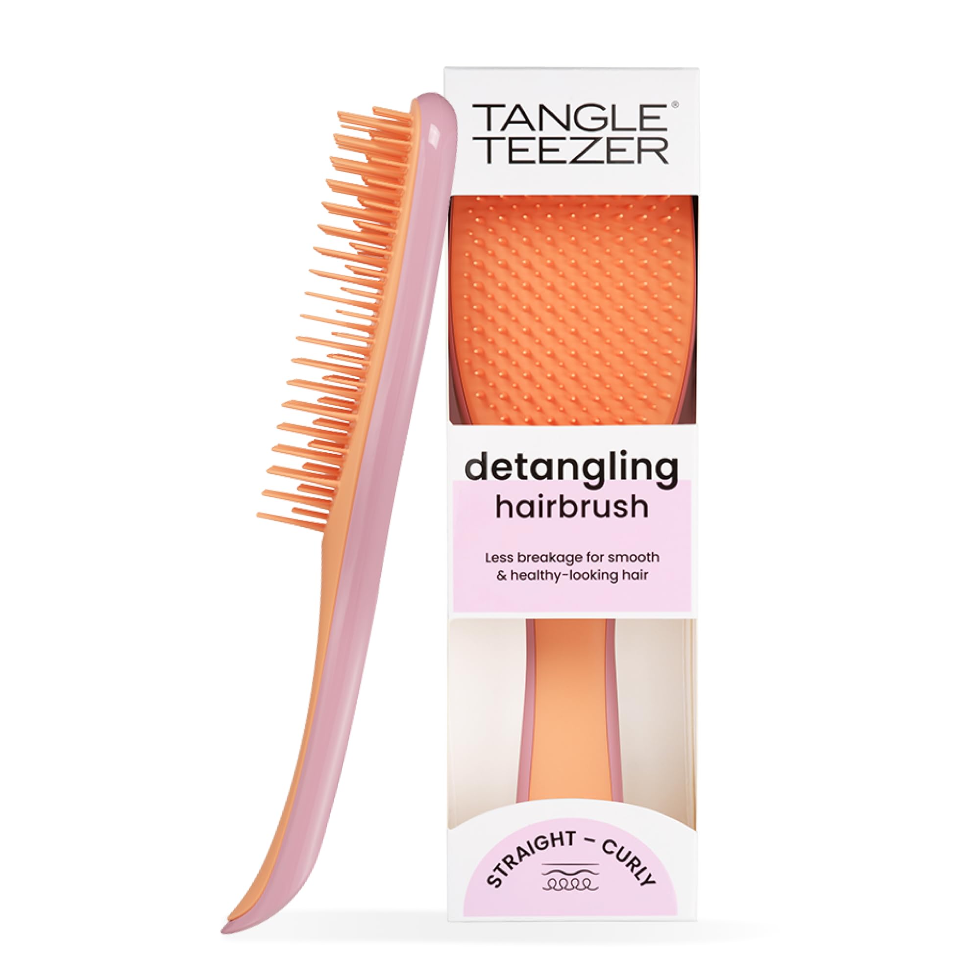 Tangle Teezer Ultimate Detangler Hairbrush - For Wet & Dry Hair - Detangling Brush for All Hair Types - Two-Tiered Teeth Reduce Breakage & Eliminate Knots - Rosebud & Apricot