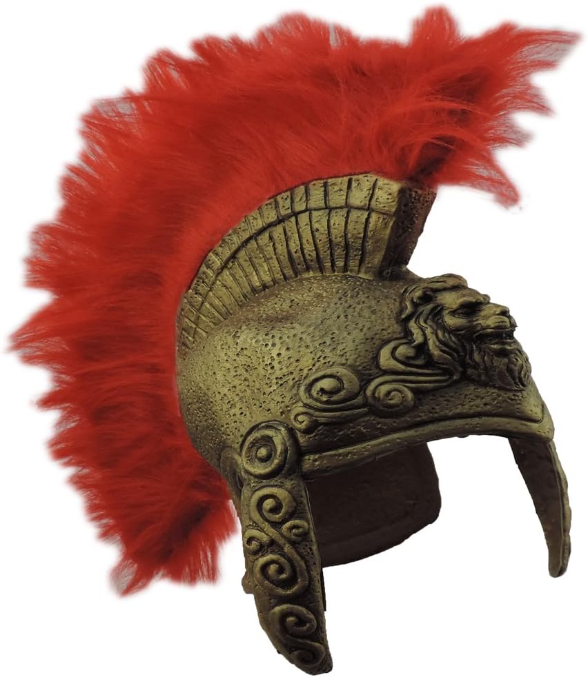 Gold Latex Lion Emblem Greek Roman Crested Costume Helmet