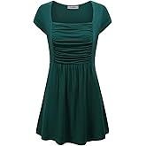 JCZHWQU Womens Square Neck Short/Long Sleeve Dressy Tunic Shirts