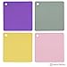 PratiPad 4-in-1 Multipurpose Silicone Pot Holders, Trivets, Jar Openers, Spoon Rests - Set of 4 - Purple/Grey/Yellow/Pink