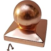 Solid Copper Ball Post Cap for 6&times;6 Wood Posts (5.5&Prime; &times; 5.5&Prime;) &ndash; Heavy 20-Gauge Real Copper Outdoor Fence &amp; Deck Post Cap &ndash; Rust-Free Decorative Ball Top &ndash; Decorex Hardware