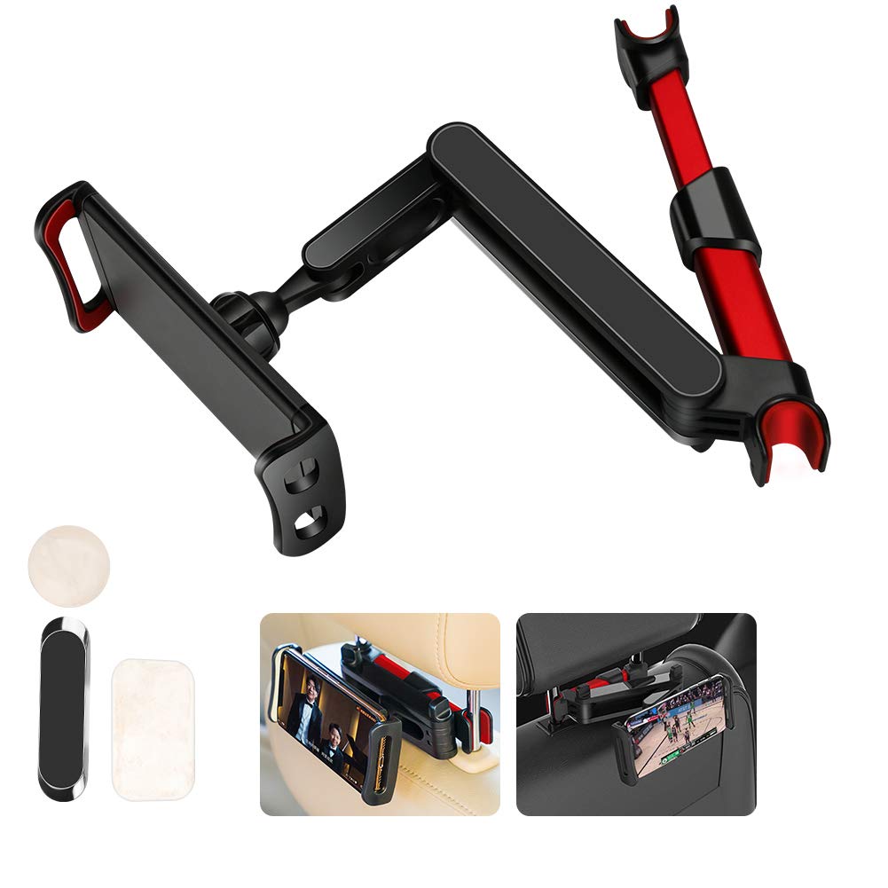 Brynnl Car Headrest Mount, Universal Tablet Holder for Car Headrest 360° Rotating Headrest Tablet Mount for All 4-11 Inch Tablets, Cell Phones and Other Devices (Red)