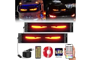 CTOPKATUO 2PCS Dynamic Big Devil Eyes Light for Cars, Programmable Flexible Window Screen LED Display for Car, Animated Car Eye Matrix Panel LED Screen for Windshield