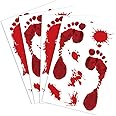 Kuuqa 4 Pcs Bloody Footprint Clings Horror PVC Stickers for Halloween Decorations