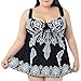 NONWE Women's Plus-Size Swimsuit Retro Print Two Piece Pin up Beachwear Swimwear,Black,US 24-26W