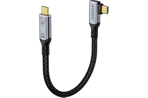 UPPDEFFST 0.3 M /1ft Short 90 Degree USBC 3.2 Gen 2x2 Cable Compatible with Thunderbolt 3,20Gbps Data Transfer,100W Fast Char