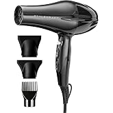 StyleCraft Stay-Temp Ionic Hair Blow Dryer for Fast, Smooth Hair Styling | 1875W ionic Hair dryer with 3 heat/2 speed settings, cool shot, 19.4 oz lightweight design, 2 nozzles &amp; 1 pik attachment