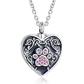 NanMuc Dog Cat Pet Cremation Urn Necklace for Ashes Jewelry Crystal Keepsake Memorial Animal Pendant for Womens