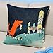 Leaveland Animal Series Cartoon Style Lovely Red Fox Throw Pillow Case Decor Cushion Covers Square 18X18 Inch Beige Cotton Blend Linen Pillowcase