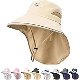 Kids Sun Hat UPF50+ Sun Protection Boys Bucket Hat Summer Girls Beach Hats with Neck Flap Adjustable Fishing Safari Hat