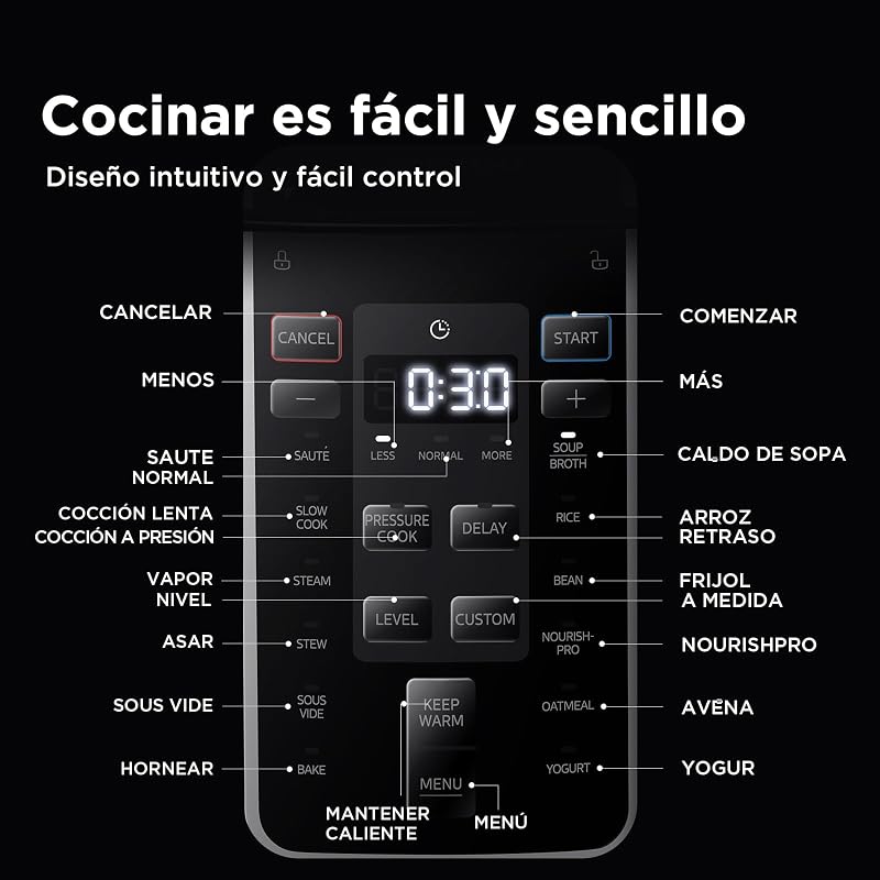 Olla Eléctrica 9 en 1, 12 Preajustes Instantáneos, Antiadherente, Arrocera, Cocción Lenta, Vapor de Acero Inoxidable, 6 Cuartos