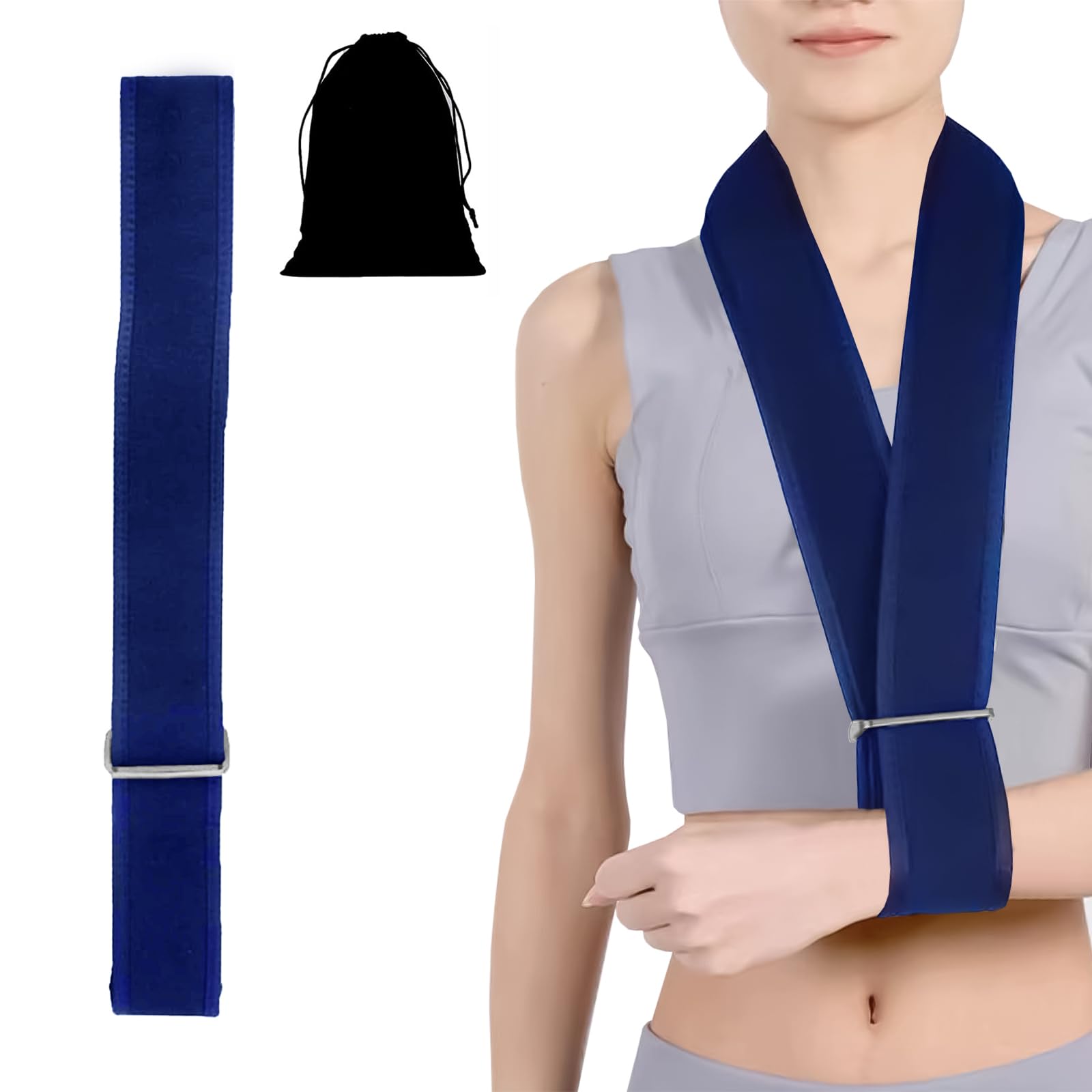 Anmahe Arm Sling for Shoulder Injury Broken Wrist, Shoulder Sling Support Breathable, Adjustable Sling for Arm Support, With Storage Bag, Navy Blue