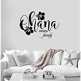 33"x24" Ohana Means Family Hisbiscus Flower Hawaii Island Vacation Beach Home Wall Decal Sticker Art Mural Home Decor