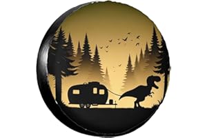 OGKDLEW Universal Fit Spare Tire Cover for Rv, SUV, Camper - Dinosaur Trailer Decorative Tire Covers Weatherproof, Wheel Protector for Camping & Travel Trailer