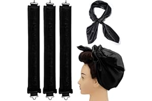 TULOBI Jumbo Heatless Hair Curlers for Long Hair Overnight Heatless Curls Soft Overnight Blowout Rods No Heat Hair Rollers for Long Hair Curls Styling Tools Set - Black