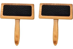 HILSAYUM 2 Pieces Wooden Carding Brushes Needle Felting Cleaner Comb with Handle Professional Needle Felting Hand Carders for Spinning and Weaving (S)