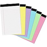 Thboxes 6 Packs Legal Pads 5x8, Totally 180 Sheets Colored Legal Pads 5x8 College Ruled Writing Pads Small Note Pads 30 Sheets/Pad Tablets Lined Notepad for School, Office, To-Do Lists