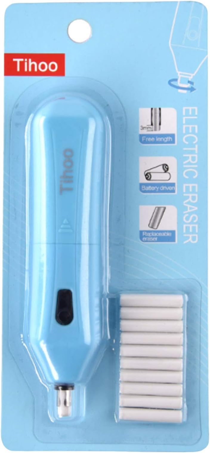 TihooAuto Battery Operated Pencil Eraser Blue