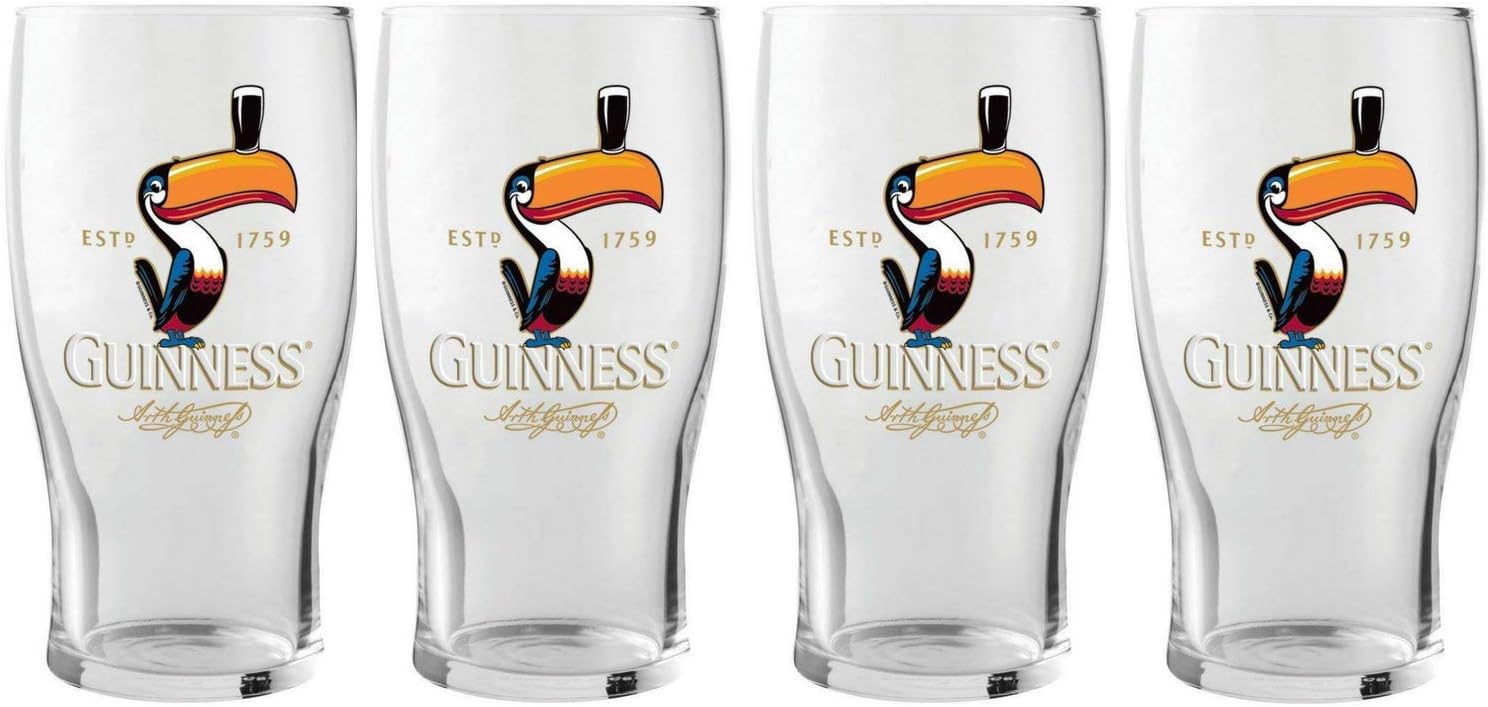 Guinness Toucan Pint Glass, 4 Pack Amazon.ca Home & Kitchen