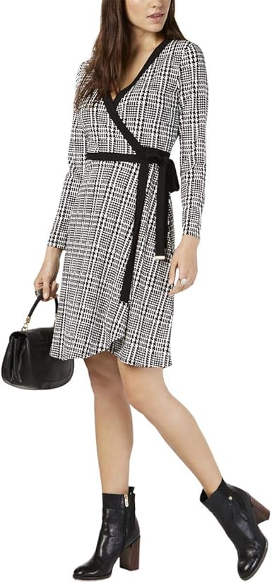 houndstooth wrap dress