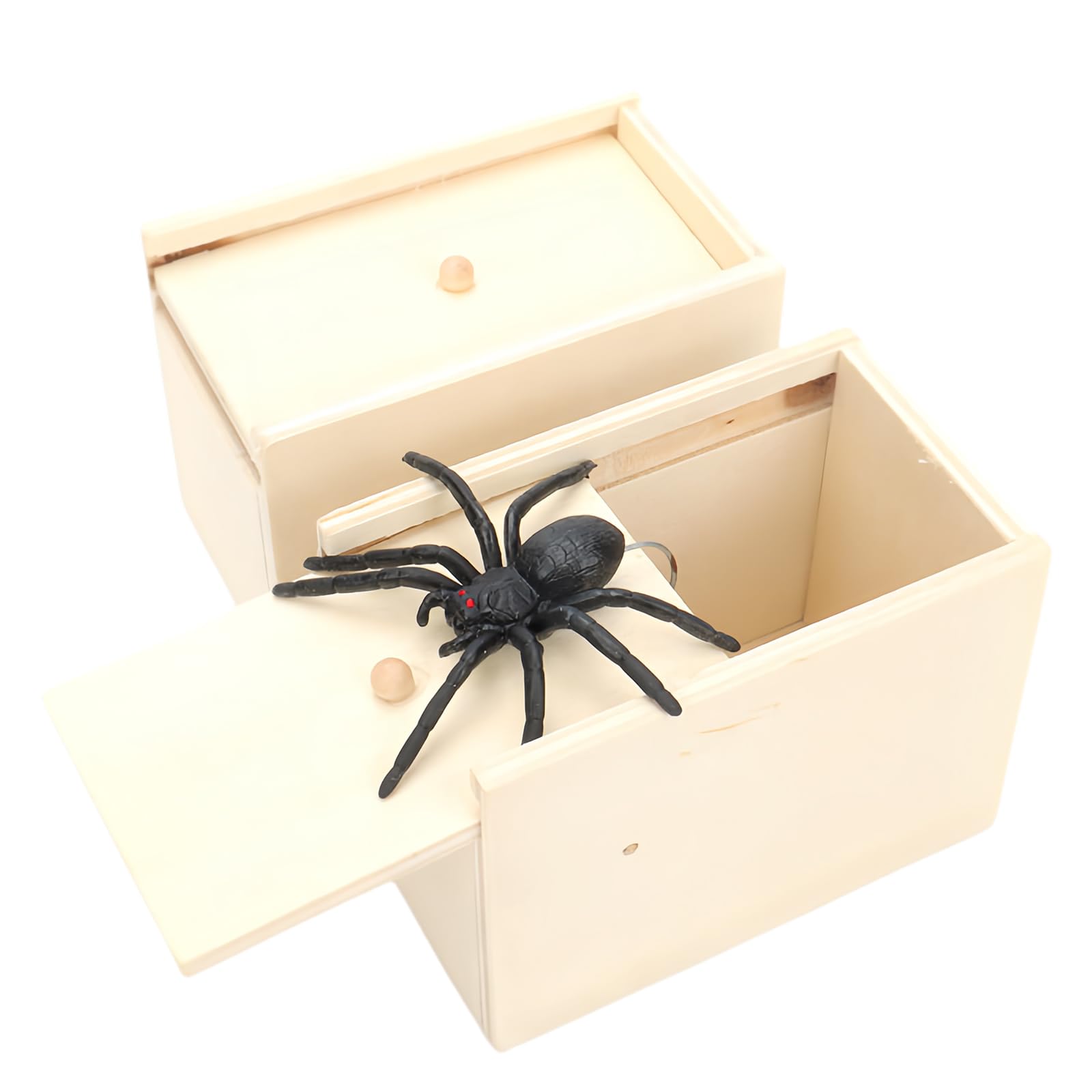 2p Spider in a Box Prank,Spider Scare Prank Box,Handmade Prank Pop Out Scare Spider,Wooden Prank Spider Hidden In Scarebox Toy,Fake Spiders Joking Box,Surprise Joke Prank Gift for Kids Adult Halloween