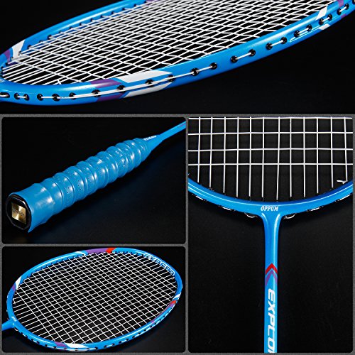 OPPUM 100% Full-Carbon Fiber Professional 2 Player Badminton Racquets Set Super Lightweight Badminton Rackets Including 2 Rackets/1 Carrying Bag/2 Overgrips - Thumbnail 4