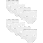 Fruit of the Loom 8-Pack Men's White Tag Free Solid White Cotton Briefs B8P7601 (XL)